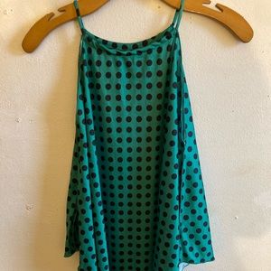 NWT Zara Green w Black Polka Dots Handkerchief Style Tank Top